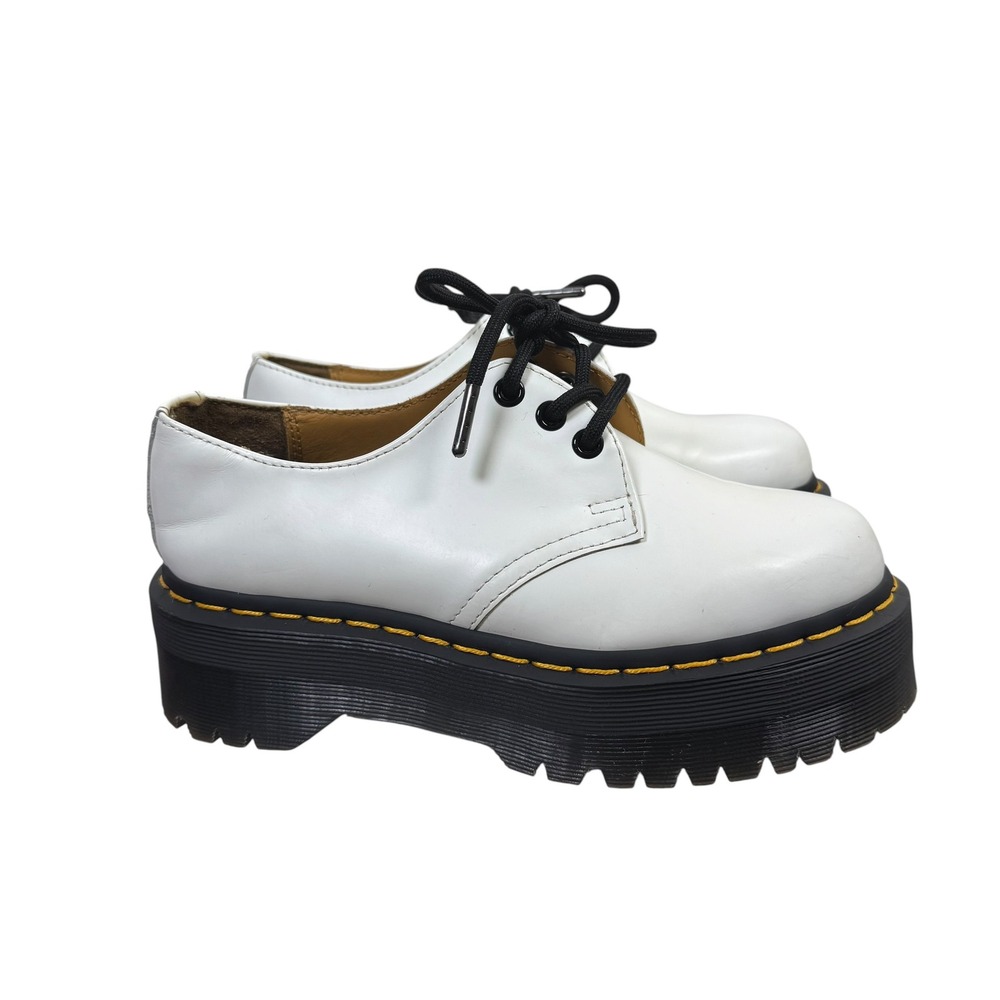 Dr. Martens 1461 Quad Platform Derby White‎ Leather US Women's Size 6